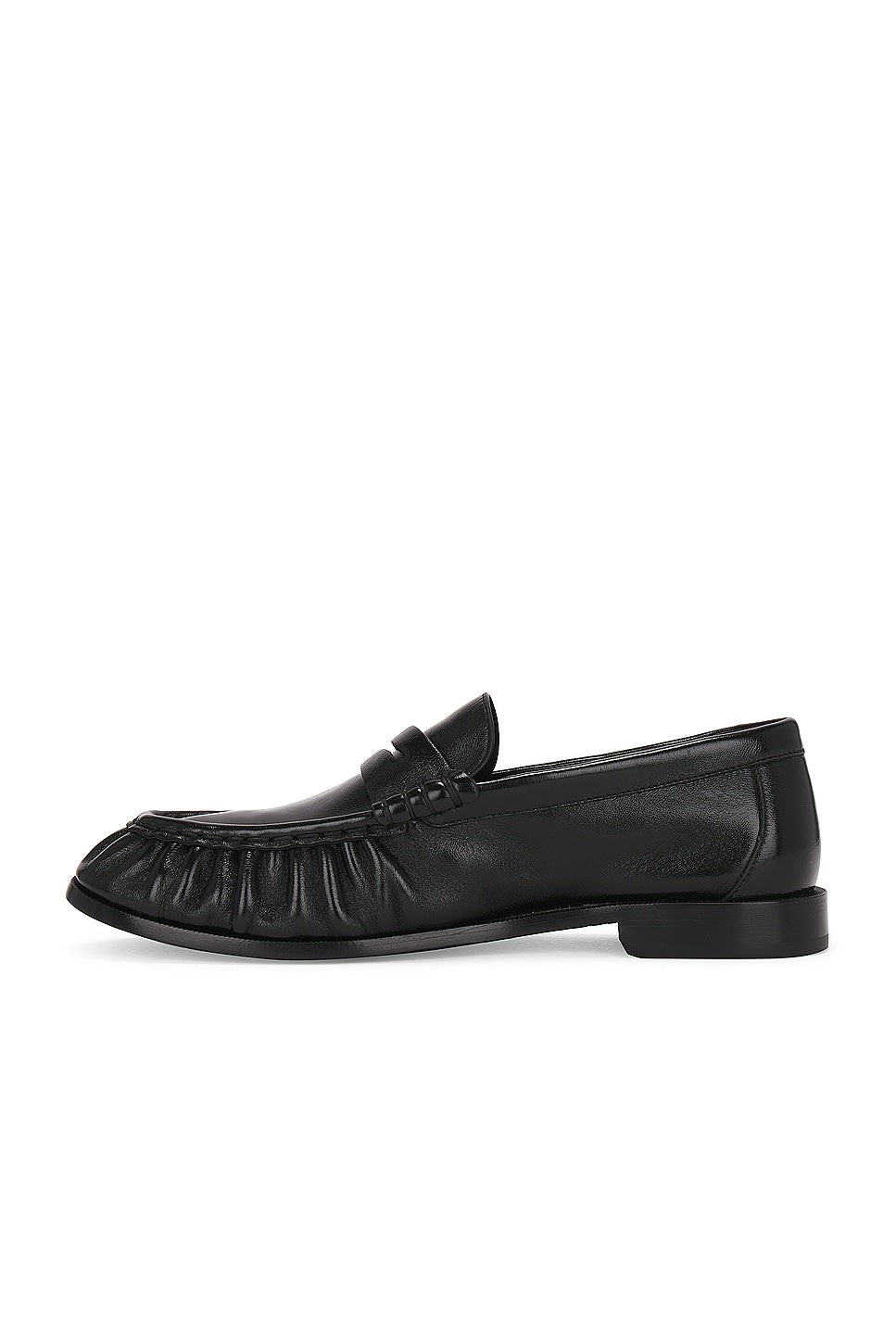 Black leather loafers