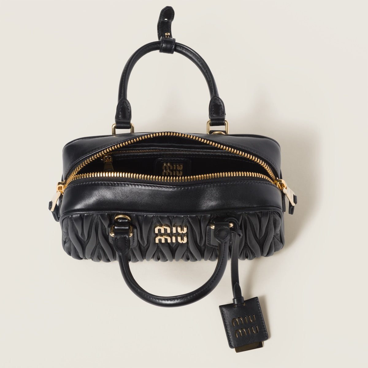 Arcadie regular bag in black matelassé nappa leather