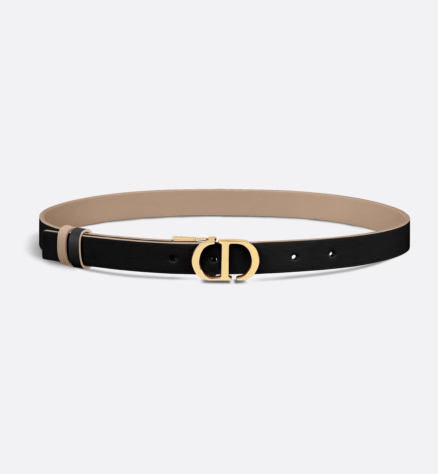 30 Montaigne reversible belt in hazelnut and black smooth calfskin 20 mm for women