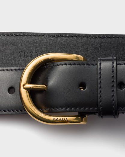 Women's black leather belt
