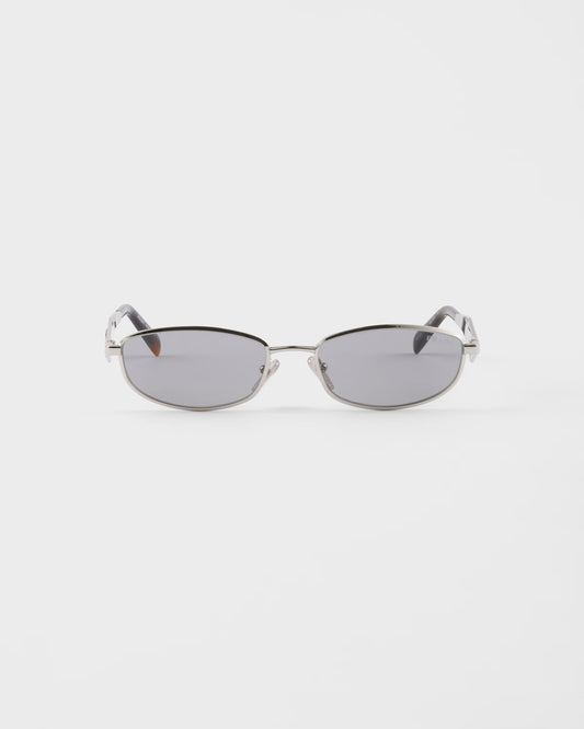 Occhiali da sole ovale in acetato color silver con lenti grigio