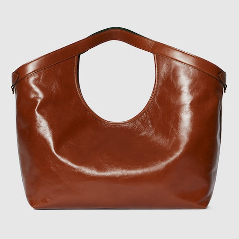 GG Giglio small shopping bag in dark brown leather