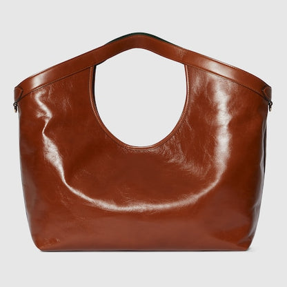 GG Giglio small shopping bag in dark brown leather