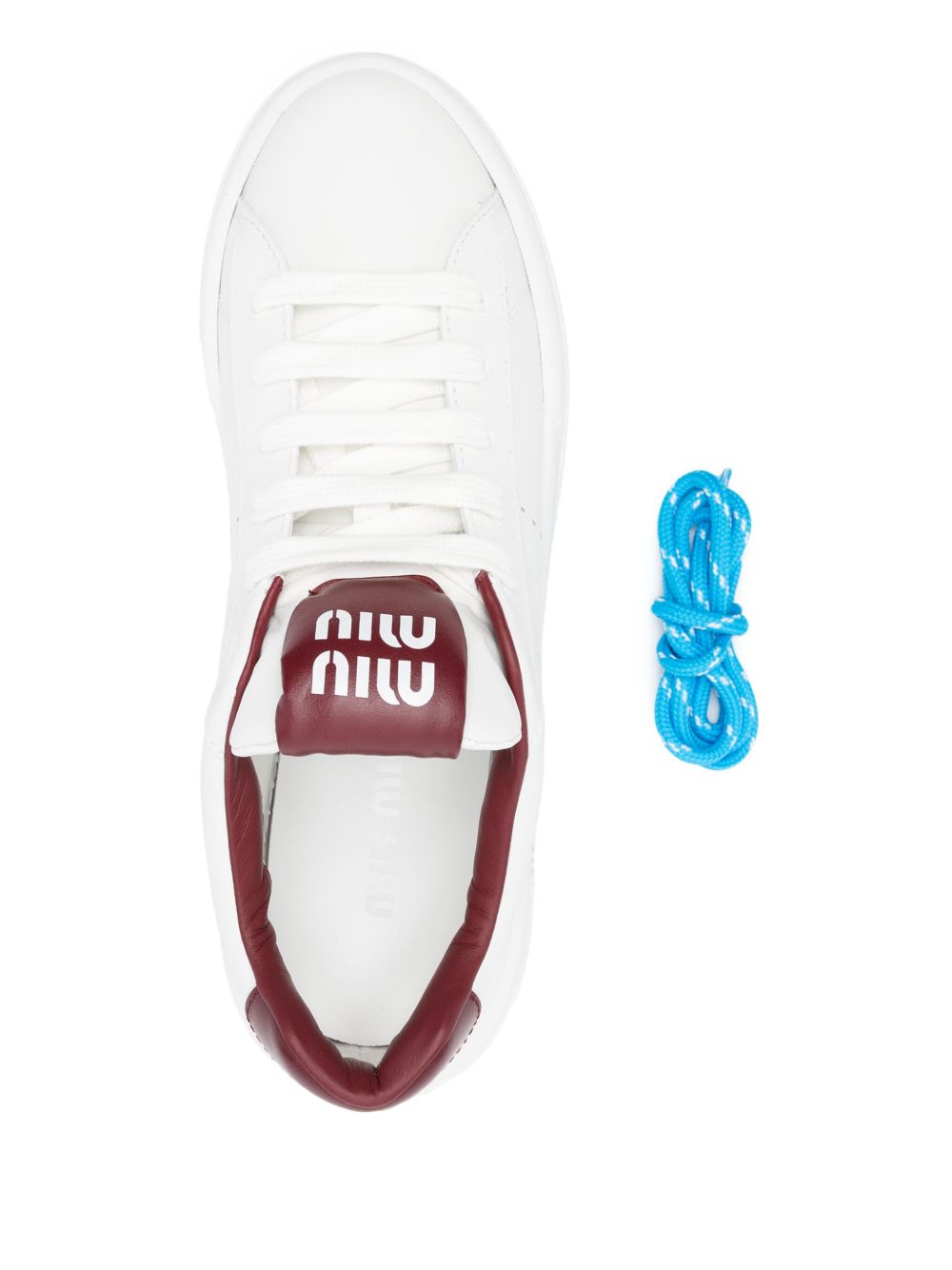 White/burgundy leather sneakers