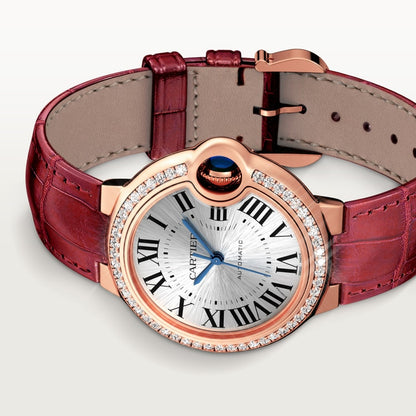 Ballon Bleu watch with burgundy leather strap