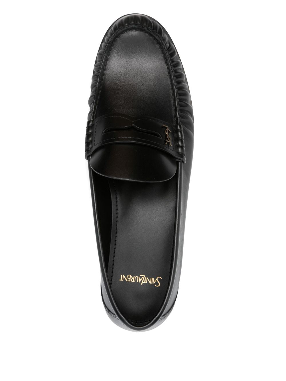 Black leather loafers