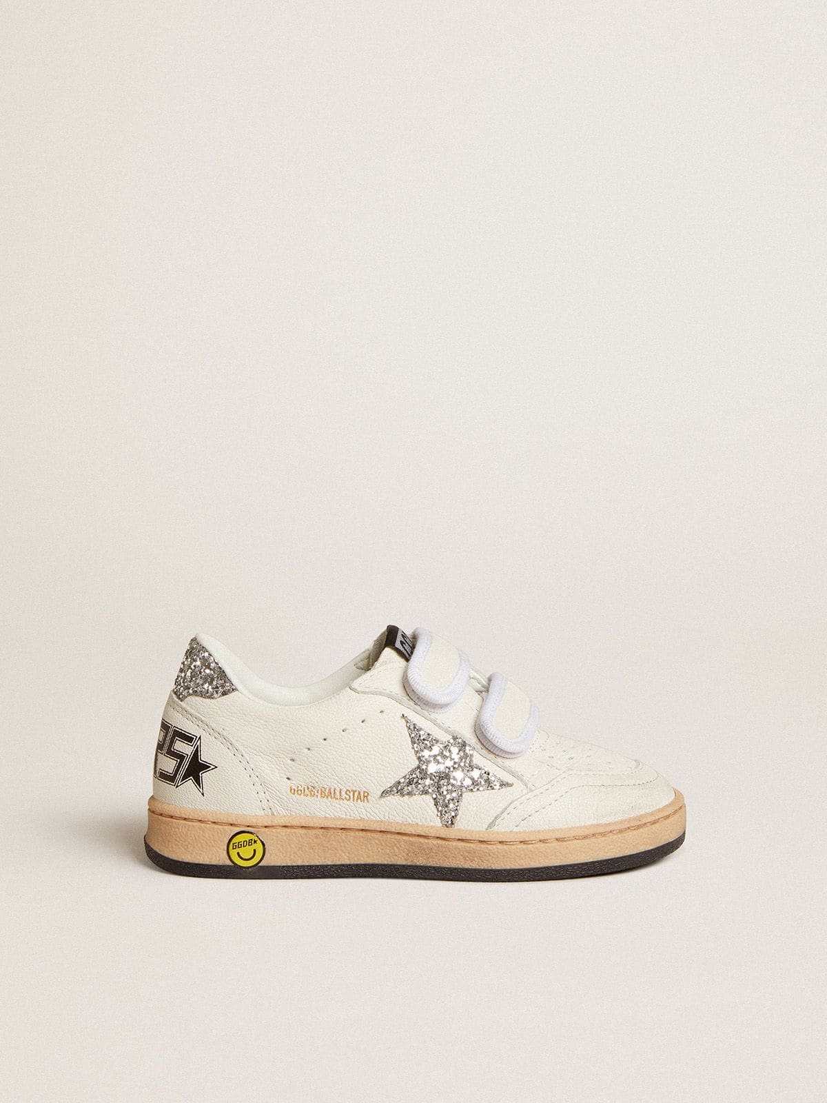 Young in nappa con stella e talloncino in glitter argento