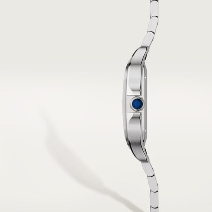 Santos watch in silver with opaline silver dial