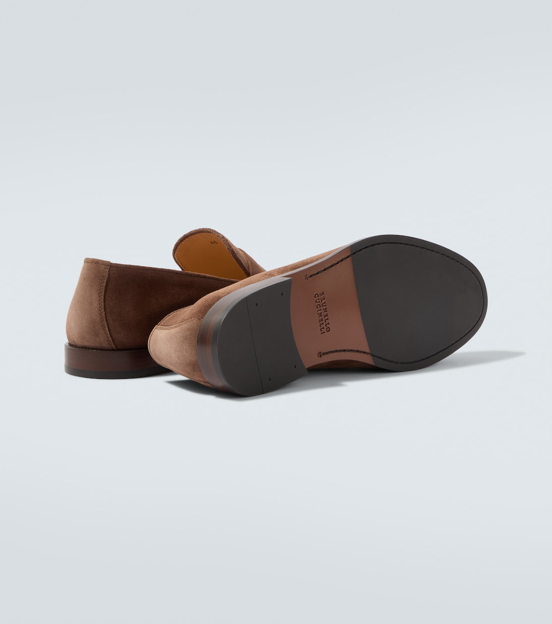 Brown suede penny loafers