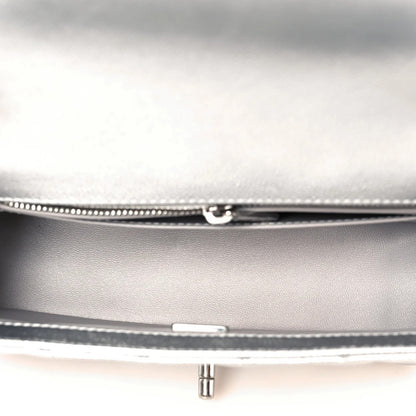 Mini metallic quilted rectangular Caviar bag with silver CC Slide flap