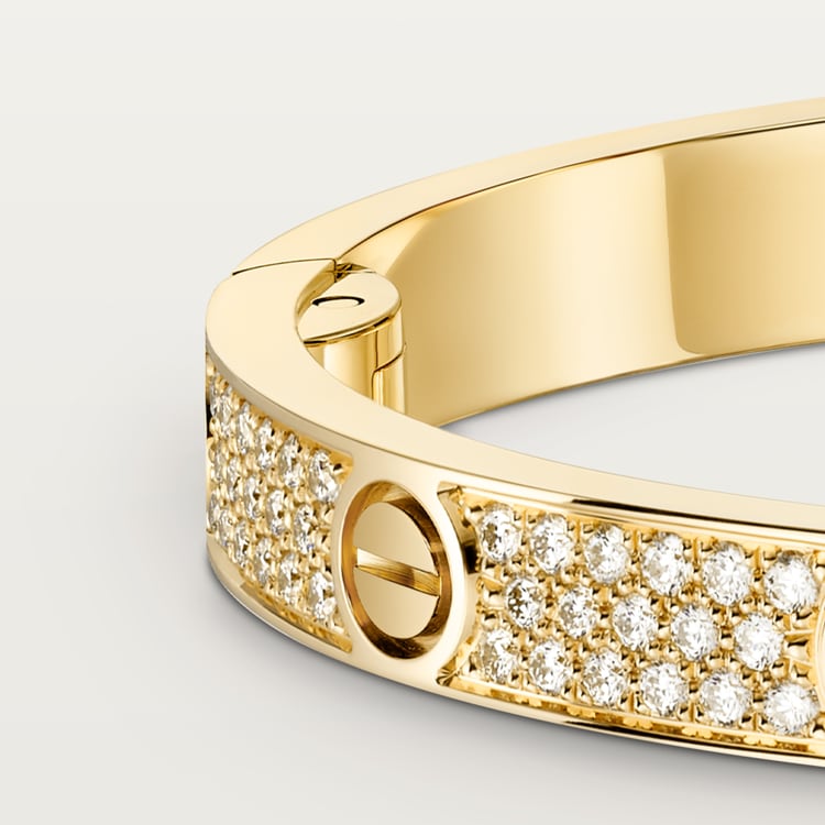 LOVE bracelet, medium model, pavé, gold finish