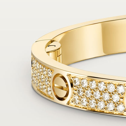 LOVE bracelet, medium model, pavé, gold finish