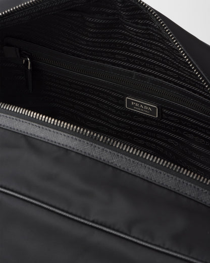 Black Saffiano Leather and Nylon Travel Bag 45