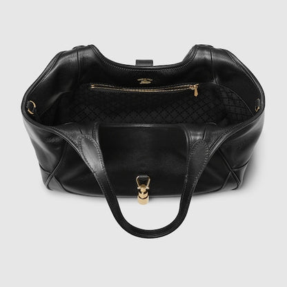 Mercato small shopping bag in black leather