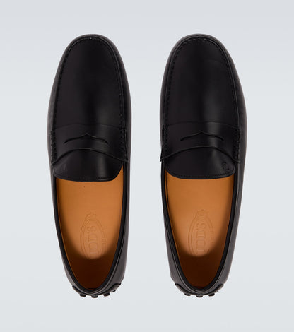 Black Gommino Leather Loafers
