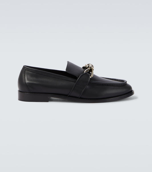 Mocassini Astaire Knot in pelle liscia nero con fibbia argento