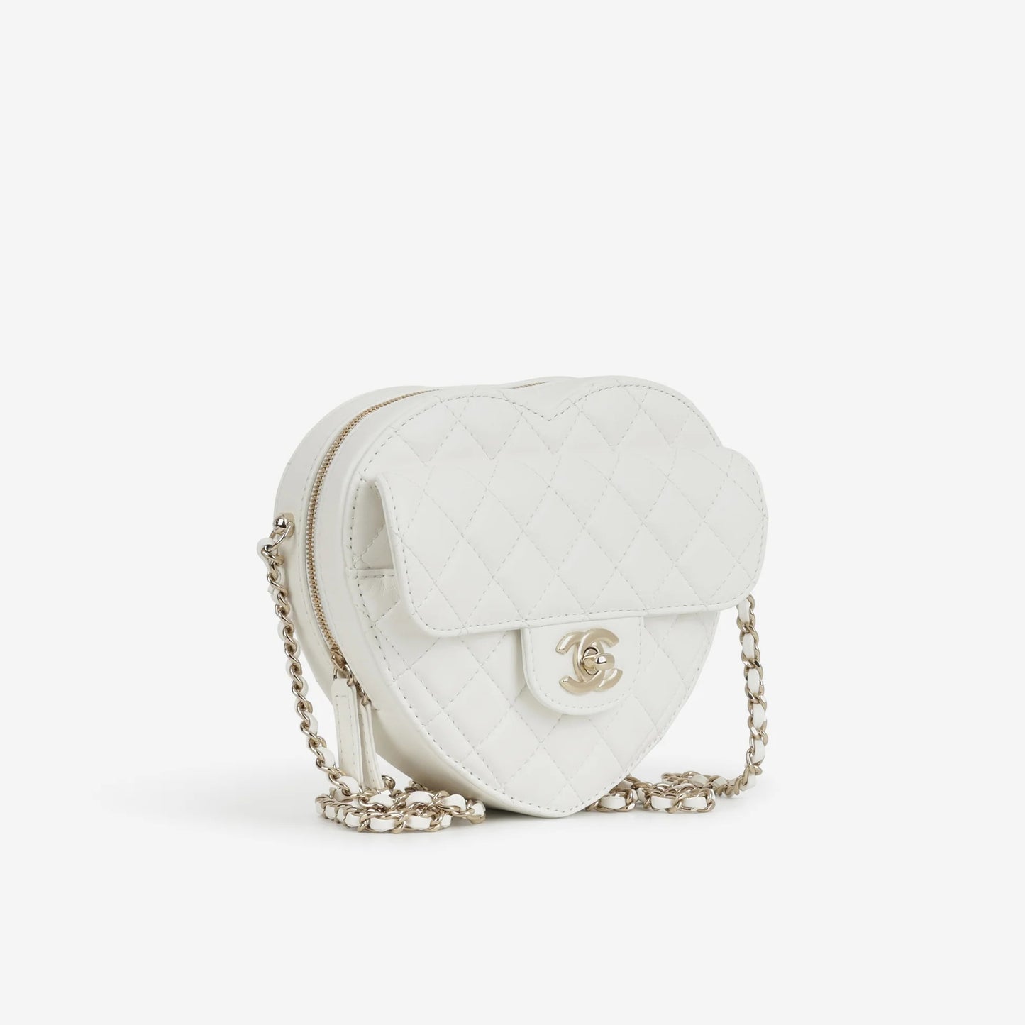 Borsa Heart grande - Pelle di agnello bianca