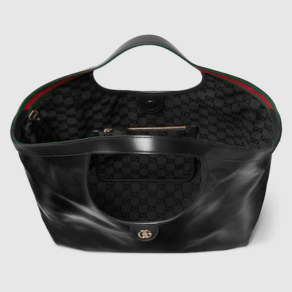 Black GG Giglio small leather shopping bag