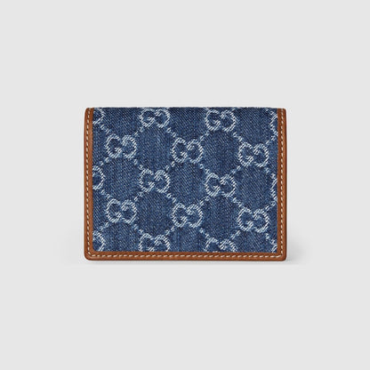 Mini portafoglio GG Emblem Denim Blue