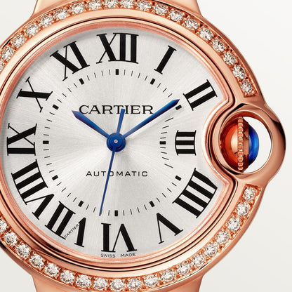 Ballon Bleu watch with burgundy leather strap