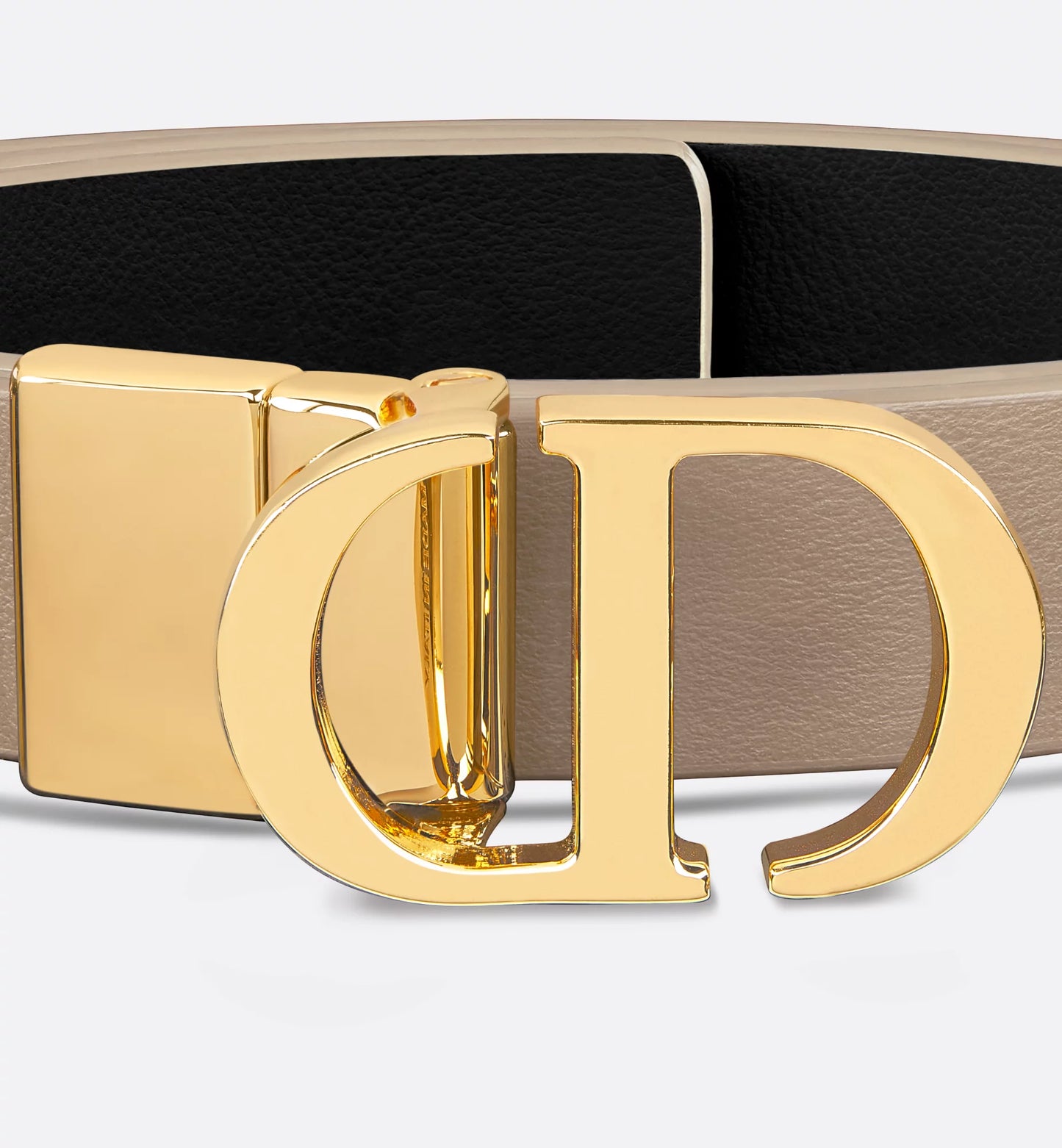 30 Montaigne reversible belt in hazelnut and black smooth calfskin 20 mm for women