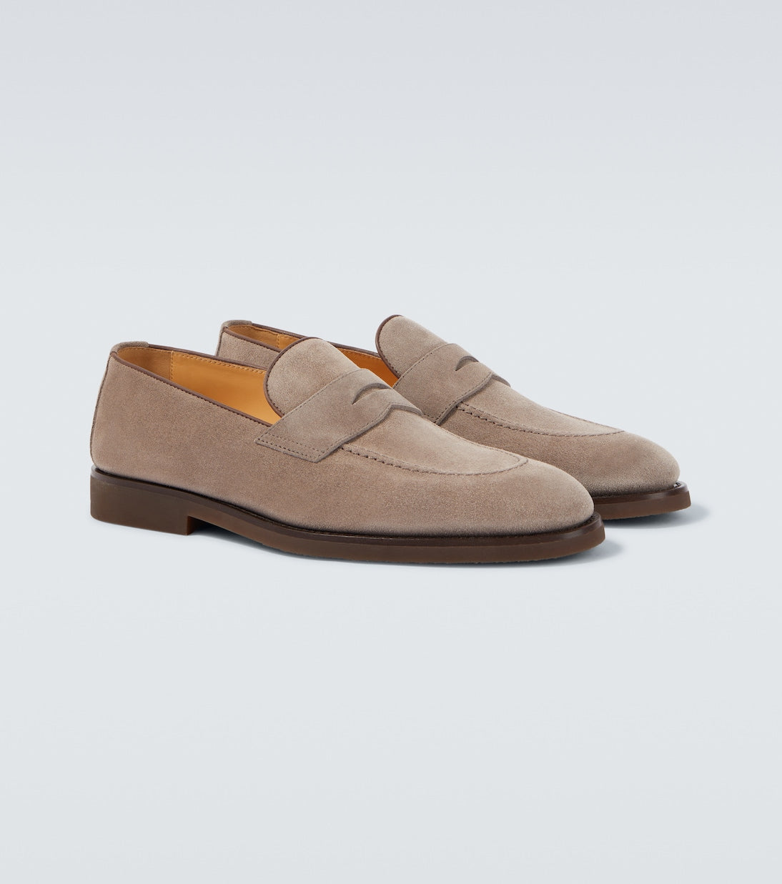 Grey Suede Penny Loafers