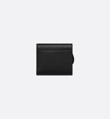Black Grained Calfskin Saddle Lotus Wallet