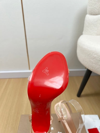 Loubigirl chain 100 sandali in pelle impreziositi beige