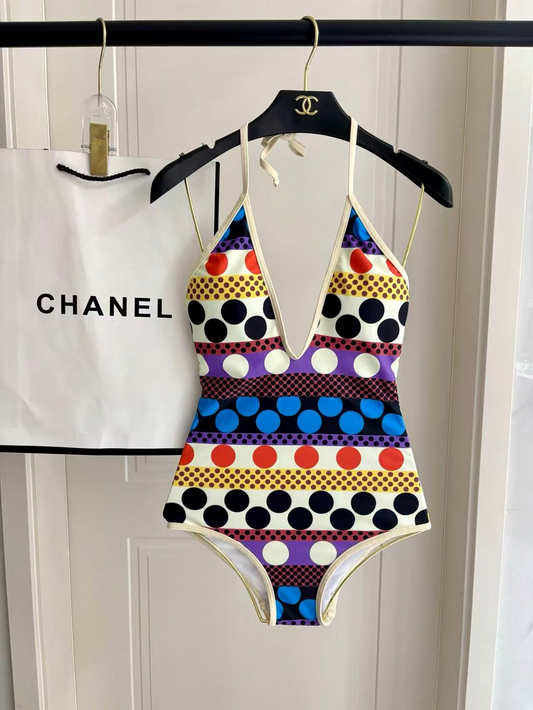 Costume Intero a Pois Multicolor