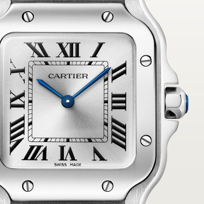 Santos watch in silver with blued steel hands