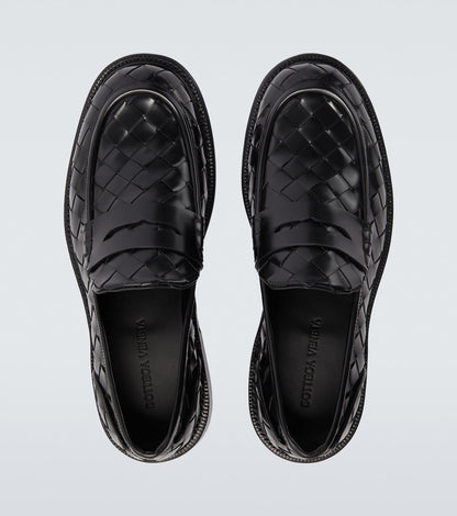 James Braided Black Leather Loafers