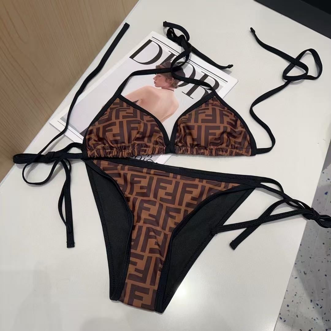 Bikini con Laccetti e Motivo Logo FF Signature
