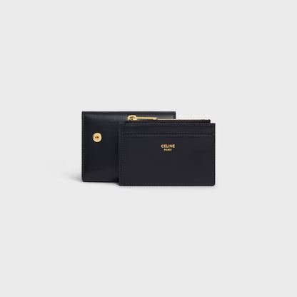 TRIOMPHE COMPACT WALLET IN SHINY CALFSKIN WITH COIN POCKET