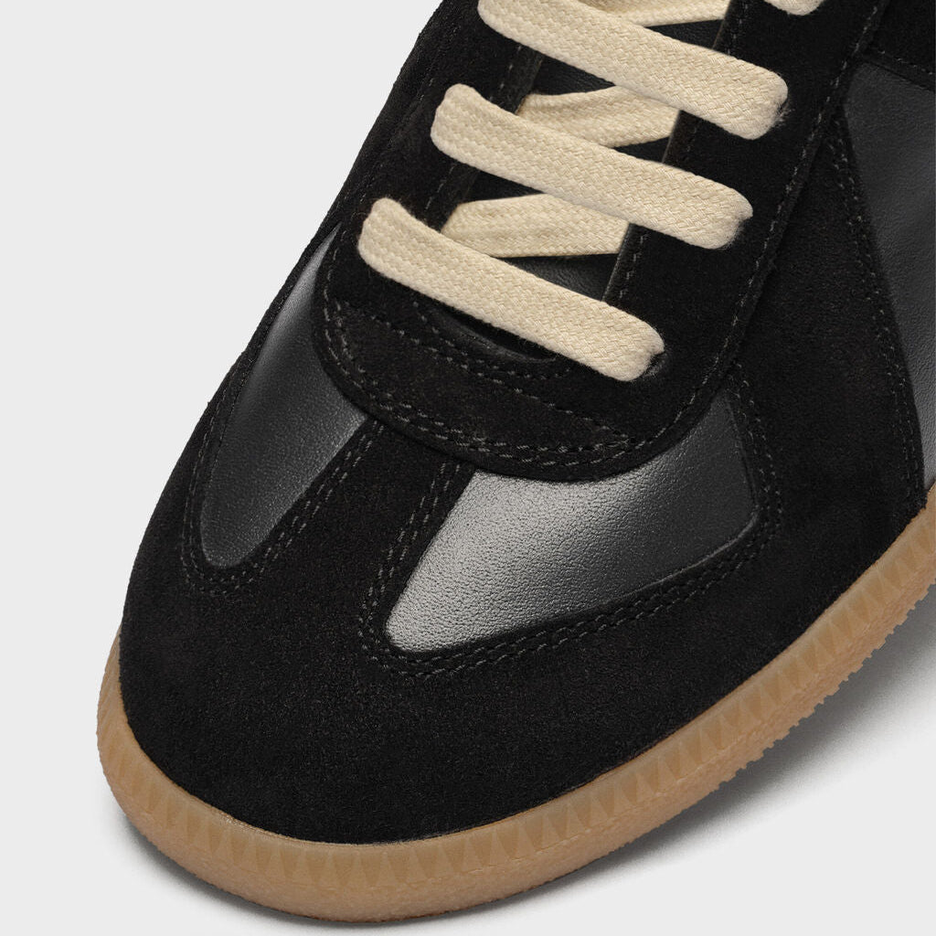 Replica Sneakers in nappa e suède con suola color miele