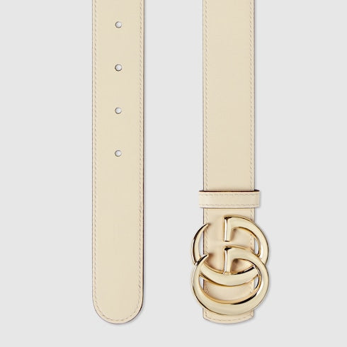Women's GG Marmont Supreme reversible belt in beige and ivory leather