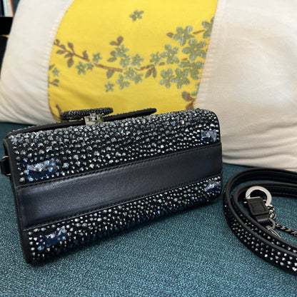VSling mini borsa impreziosita da cristalli glitter nero