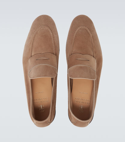 Penny loafers in beige suede
