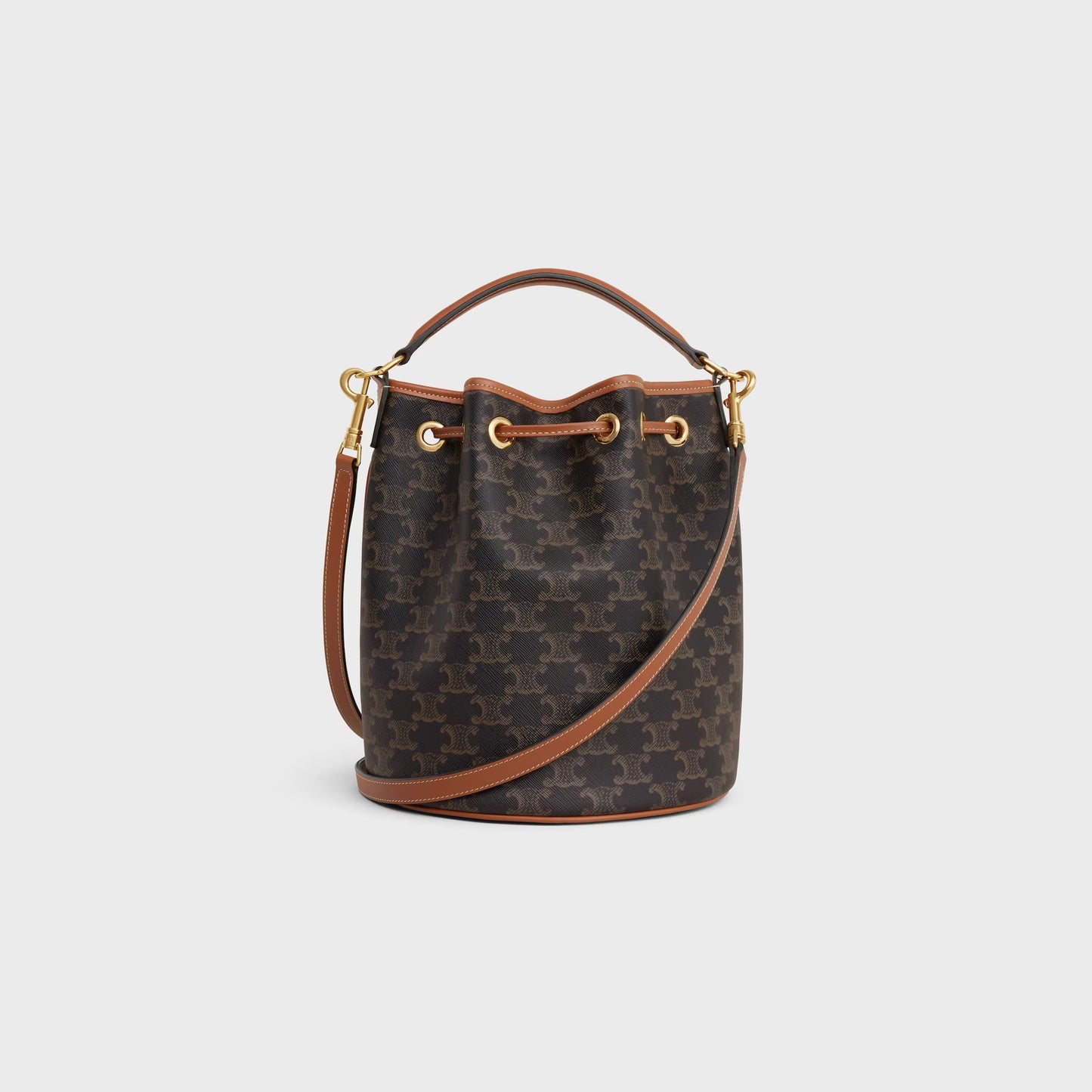 BORSA CLARA IN TELA TRIOMPHE E PELLE DI VITELLO CUOIO