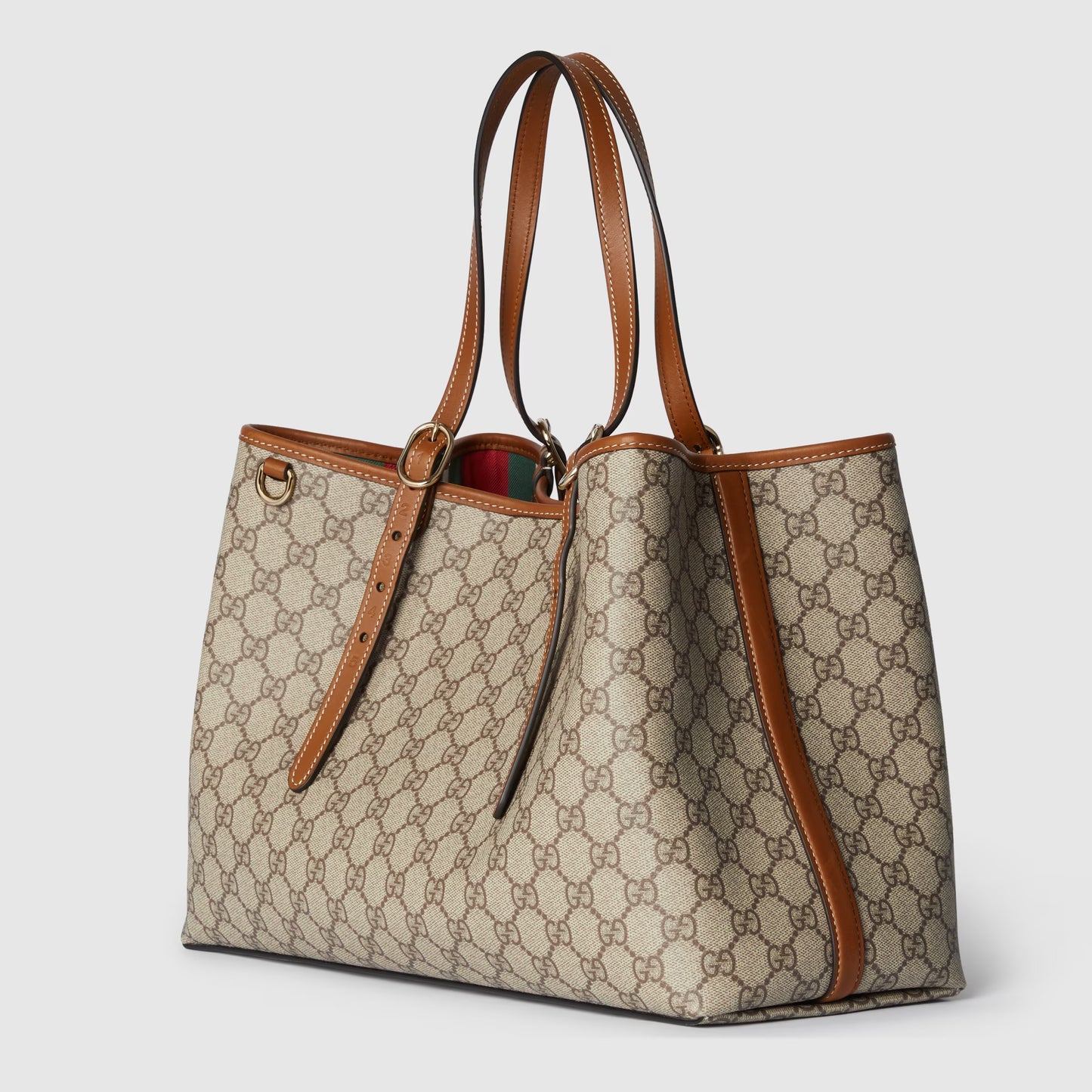 GG Large Tote Bag in Beige and Dark Brown