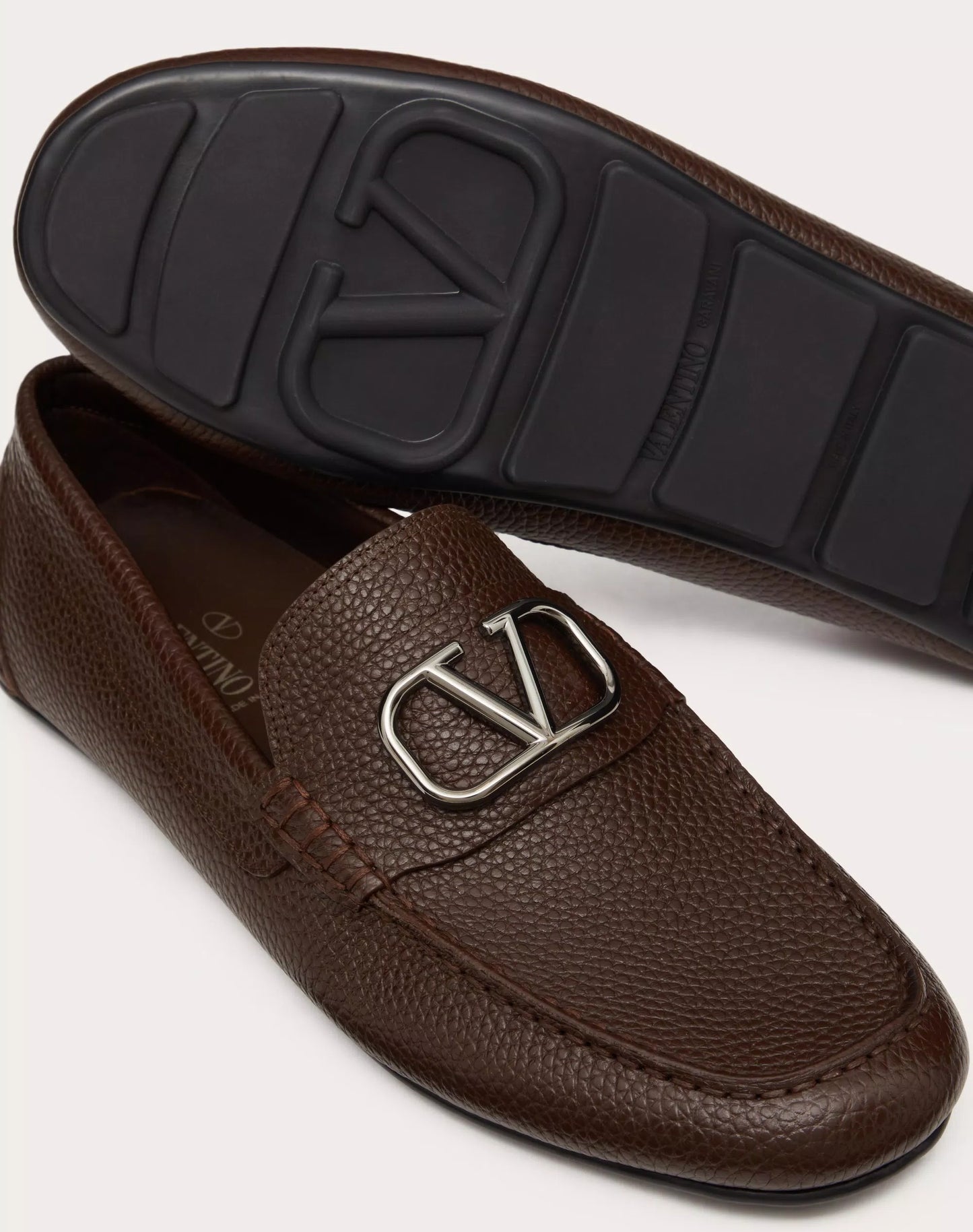 MOCASSINO DRIVER VLOGO SIGNATURE IN VITELLO GRANATO MARRONE
