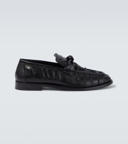 Astaire Knot loafers in black nappa leather with black buckle