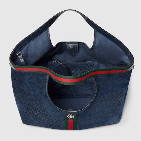 GG Giglio small shopping bag in dark blue suede