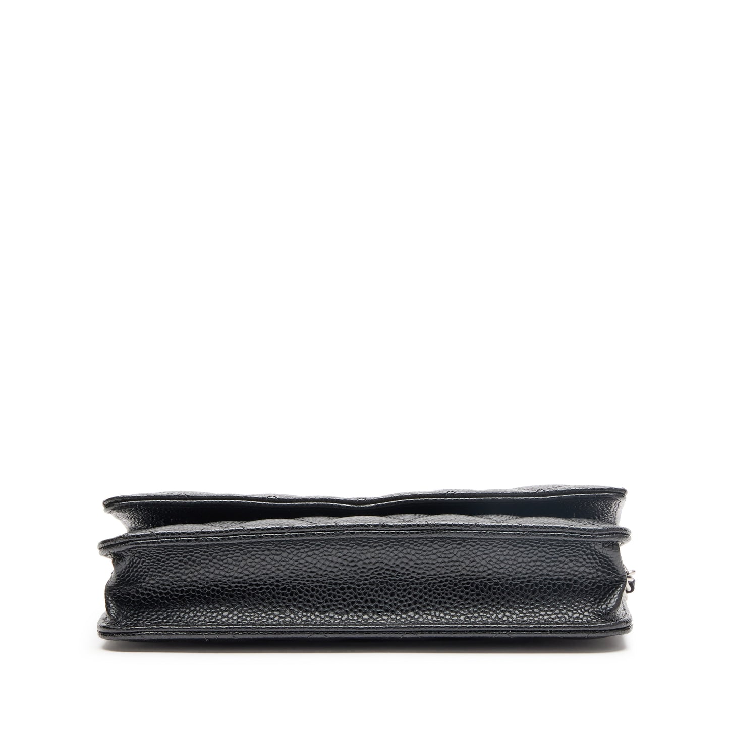Black wallet with chain and silver logo