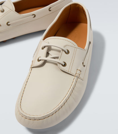 White leather loafers
