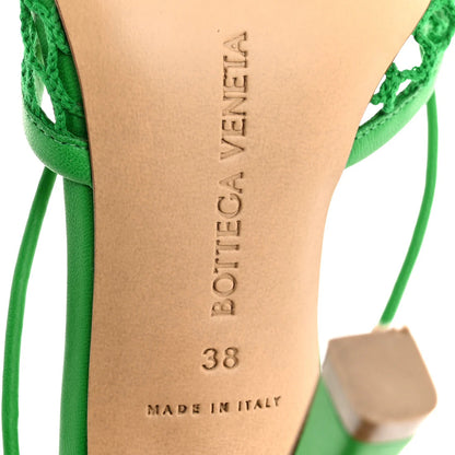 Green 90mm stretch nappa mesh sandals