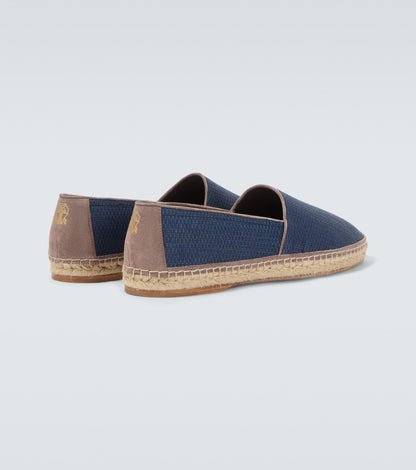 Canvas espadrilles with blue suede trim