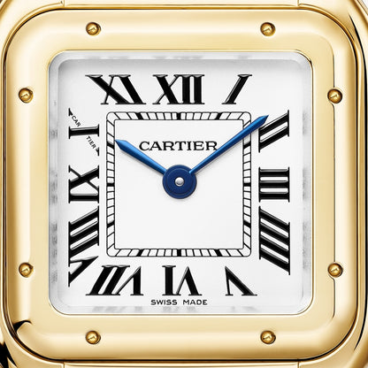 Panthère watch in gold with blued-steel sword-shaped hands Small