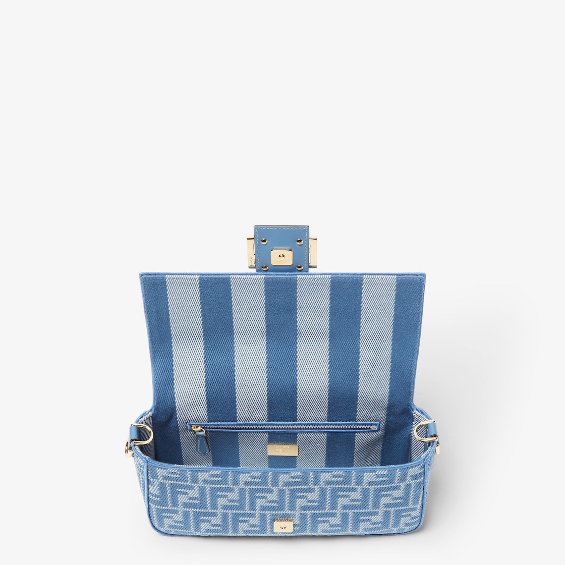 Medium blue denim-effect FF jacquard bag