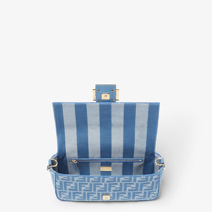 Medium blue denim-effect FF jacquard bag