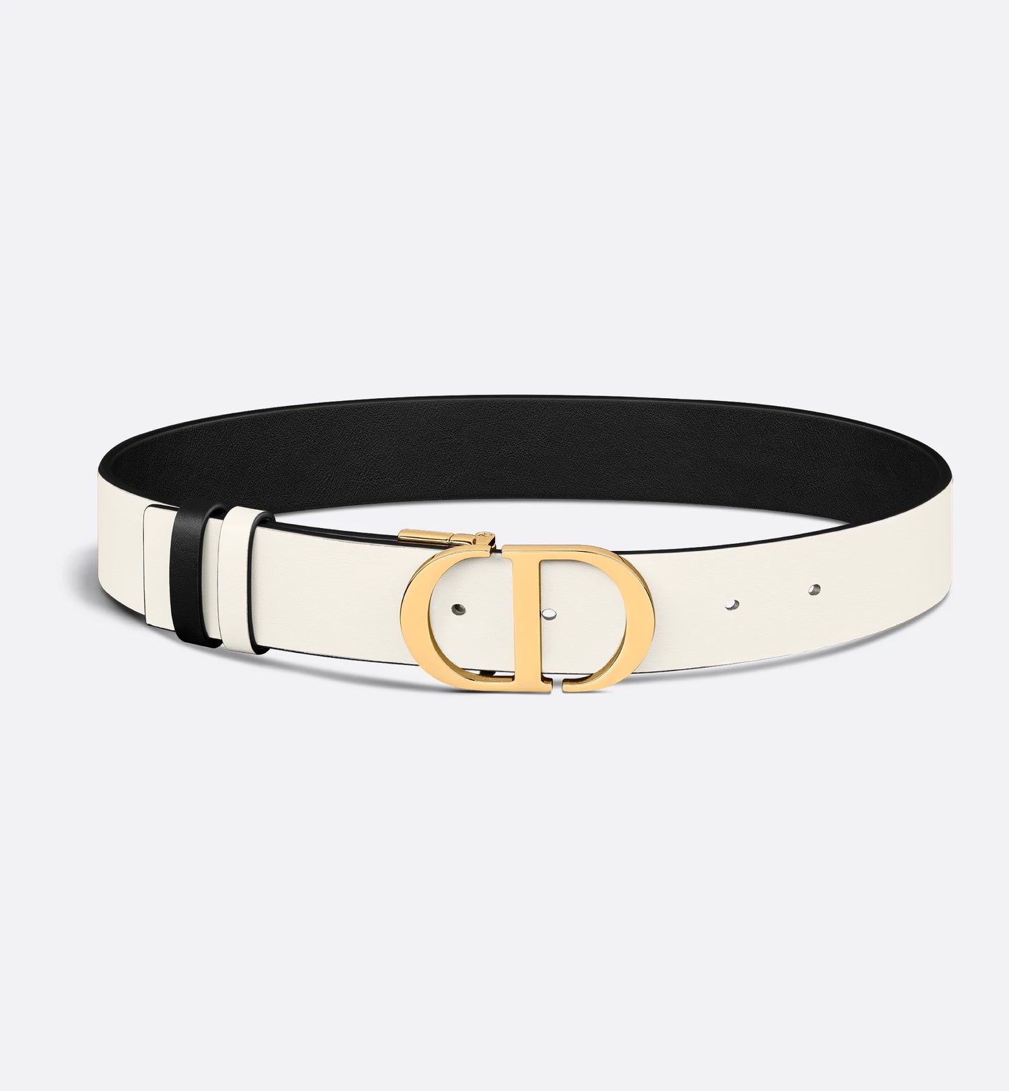 30 Montaigne Reversible Belt in Black and Milk Smooth Calfskin 35 mm Women